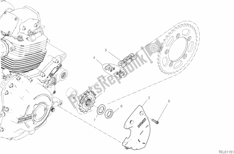 All parts for the Front Sprocket - Chain of the Ducati Scrambler 1100 Special Thailand 2019